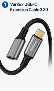 Verilux USB-C extension cable 3.3ft with 100W power delivery