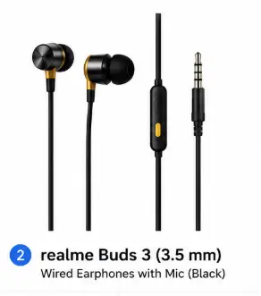 realme Buds 3 3.5mm wired earphones with microphone