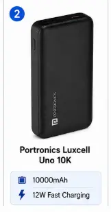 Portronics Luxcell Uno 10K 10000mAh 22.5W power bank