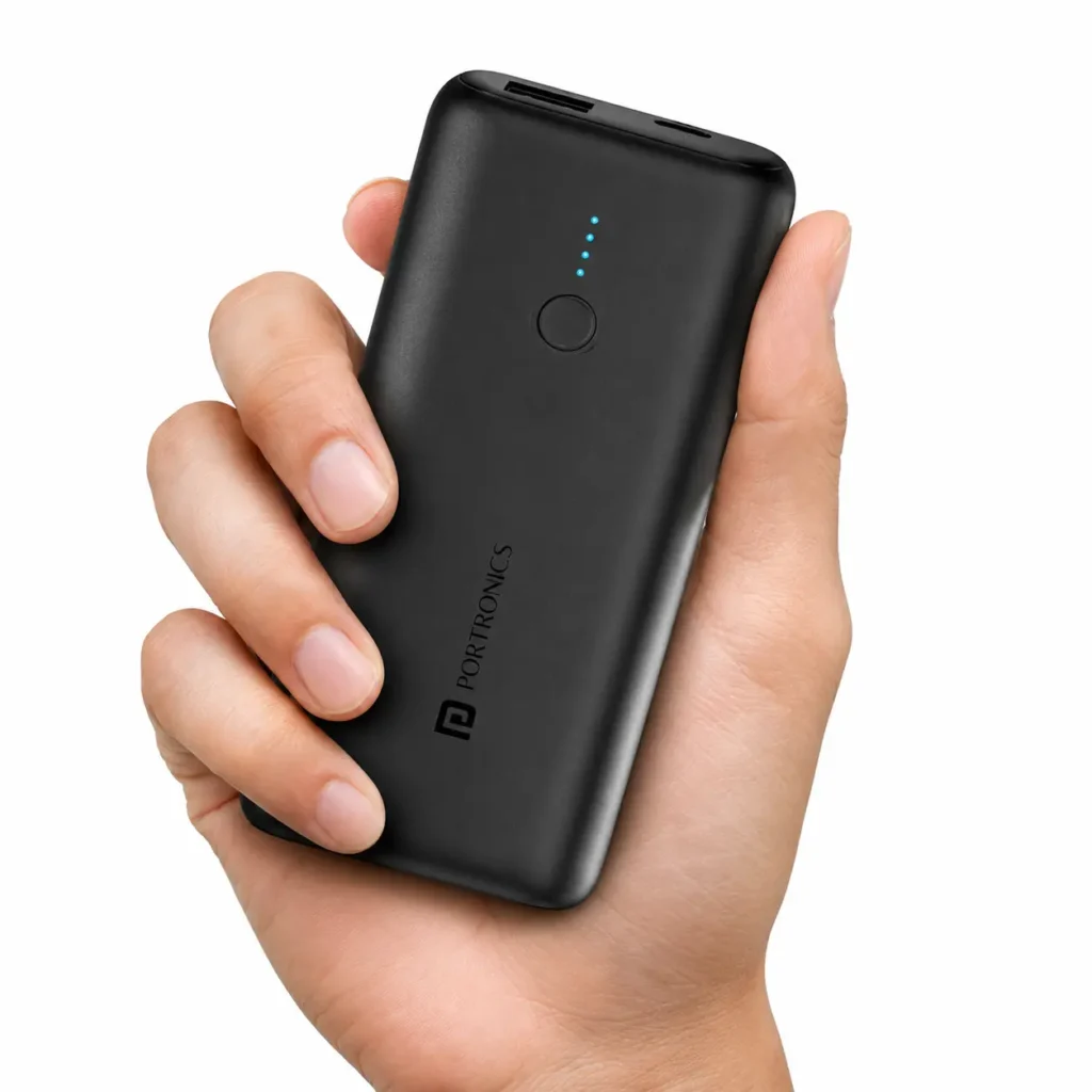 Portronics PowerPod 10K 10000mAh power bank with LED battery indicator