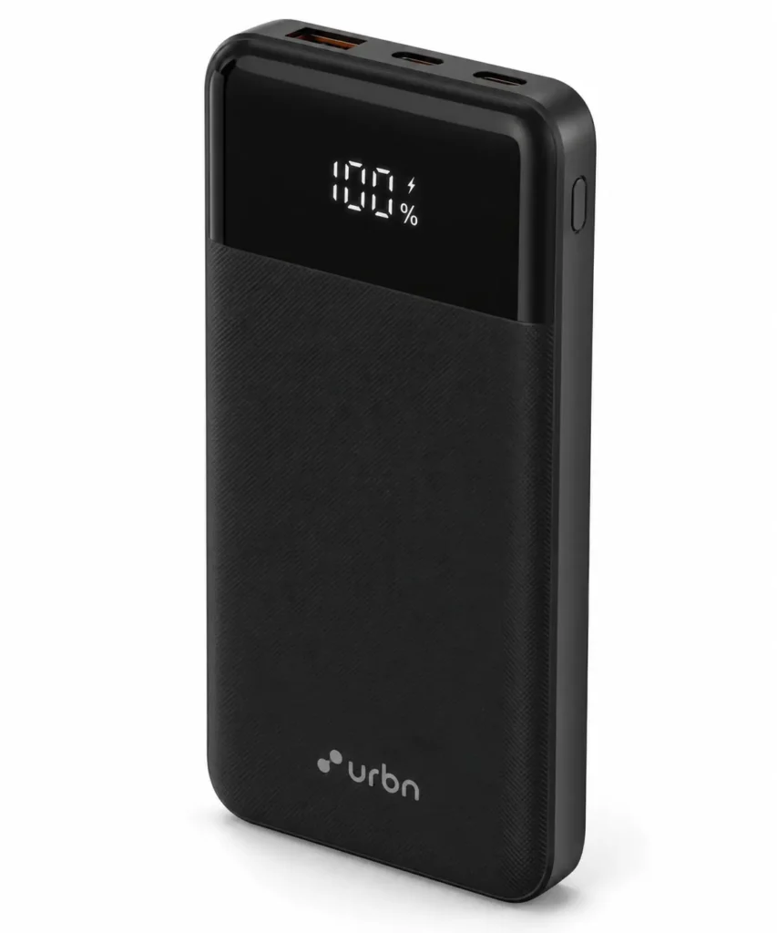 URBN 10000mAh Edge Power Bank with smart LED display and 22.5W fast charging
