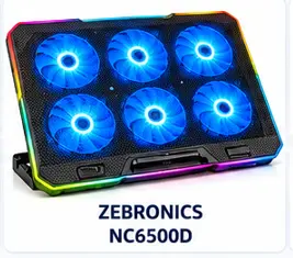 ZEBRONICS NC6500D laptop cooling pad with six fans and adjustable stand
