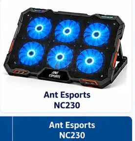 Ant Esports NC230 laptop cooling pad with six fans and RGB lighting