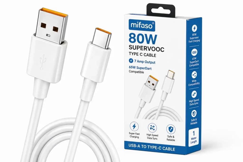 mifaso 80W SuperVOOC Type-C fast charging cable compatible with selected Realme devices