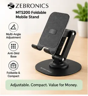 ZEBRONICS MTS200 foldable mobile stand with adjustable viewing angle