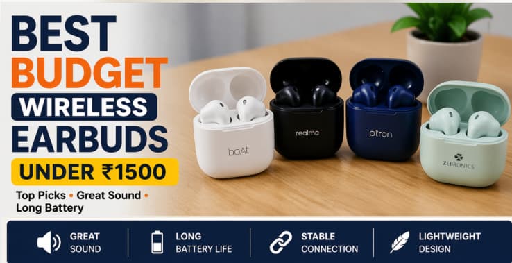 best budget wireless earbuds under 1500 in India with long battery life and great sound quality