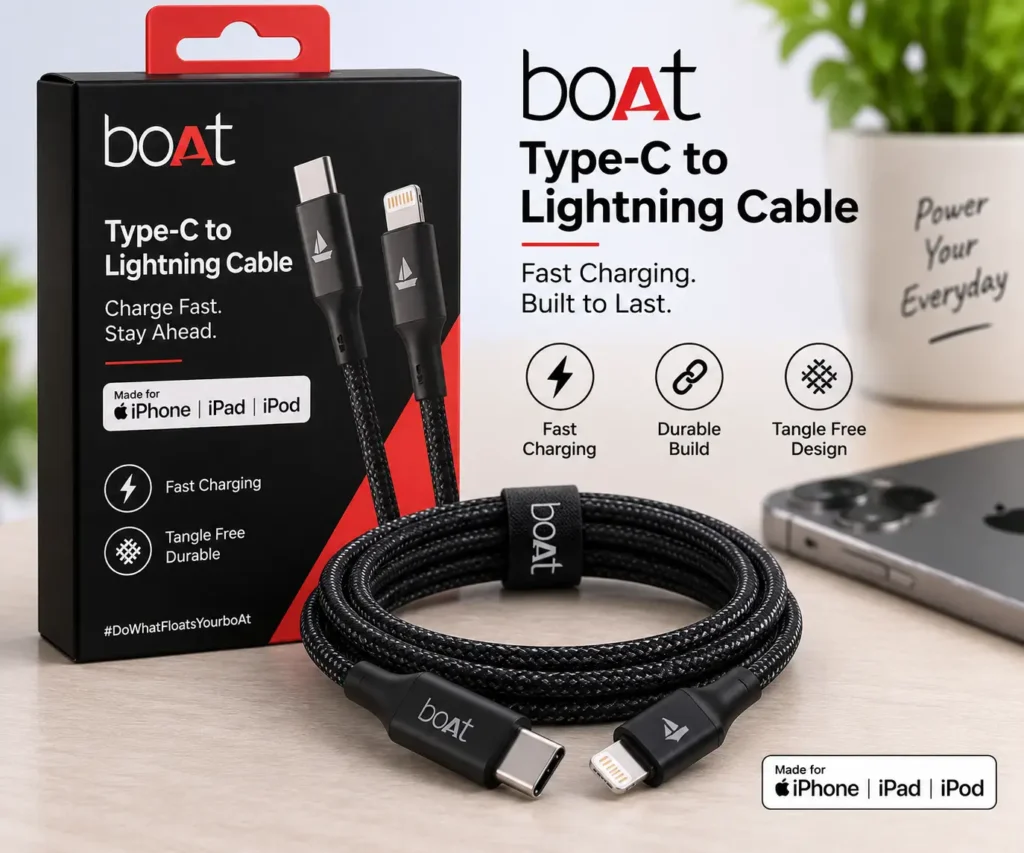 boAt Type-C to Lightning fast charging cable for iPhone