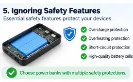 Power bank safety features including overcharge and overheating protection
