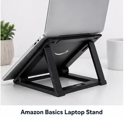 Amazon Basics adjustable laptop stand for better ergonomics and cooling