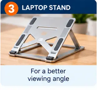 Amazon Basics adjustable laptop stand for a better viewing angle