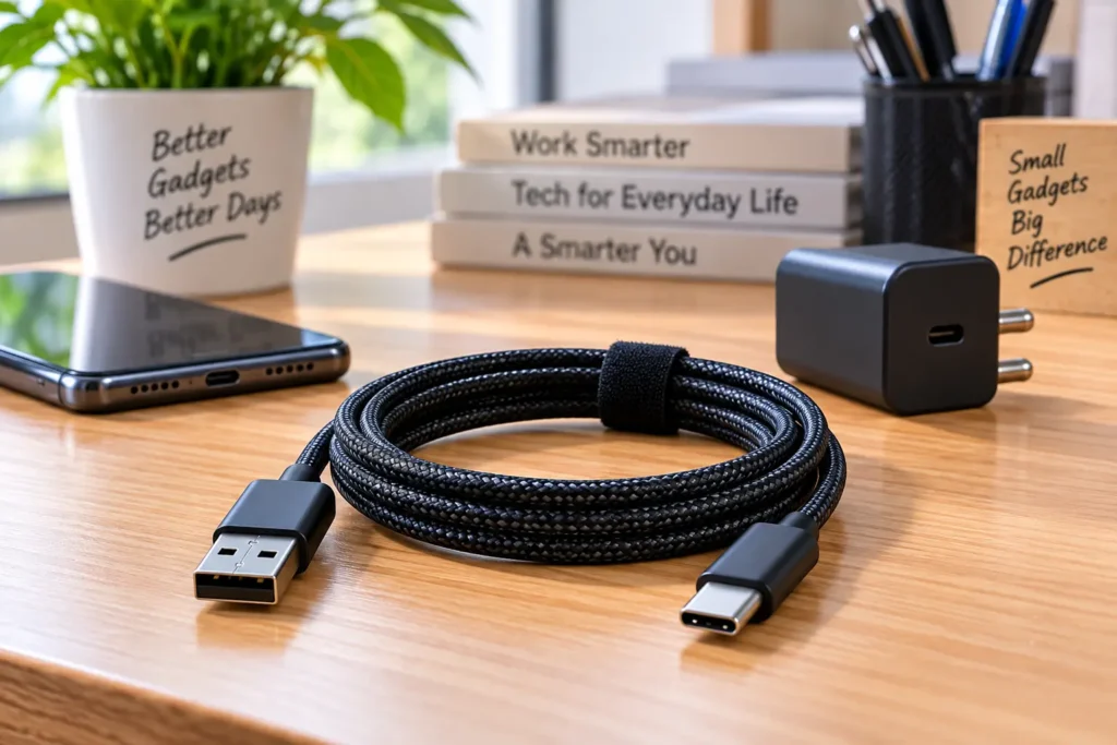 Braided USB-A to USB-C charging cable for everyday smartphone charging