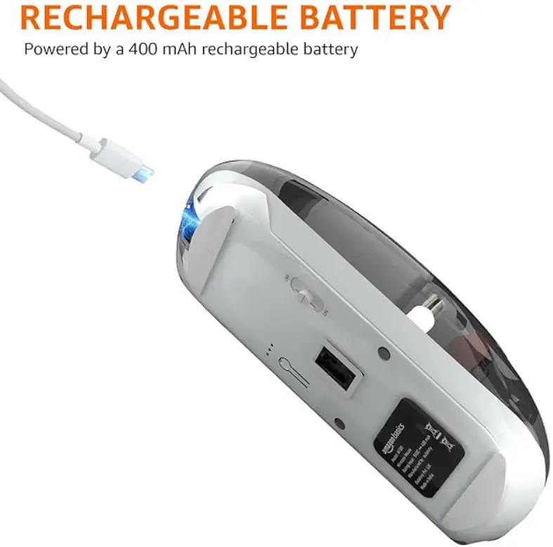 amazon basics Transparent Bluetooth Wireless Mouse Rechargeable