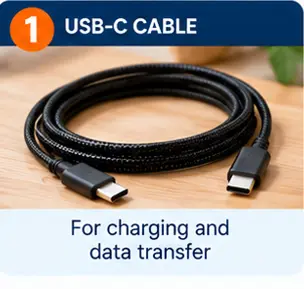 Amazon Basics USB-C cable for charging and data transfer