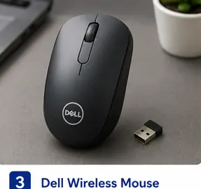 Dell Wireless Mouse for laptops with comfortable grip and precise optical tracking