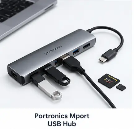 Portronics Mport 4 USB hub with four USB ports for laptops and desktops