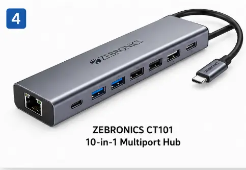 ZEBRONICS CT101 10-in-1 multiport USB-C hub for laptops