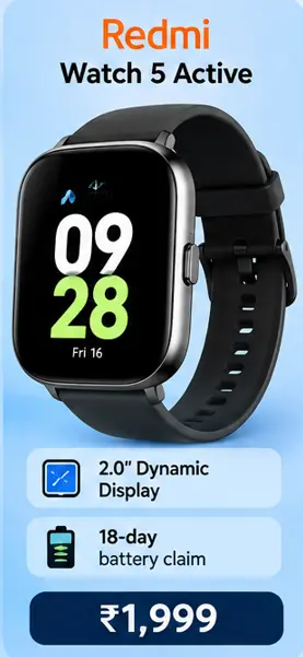 Redmi Watch 5 Active smartwatch with 2-inch Dynamic Display