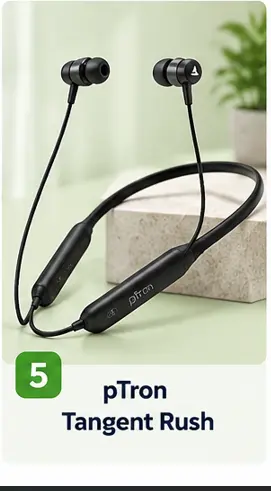 pTron Tangent Rush wireless neckband with 50-hour playtime and Type-C charging